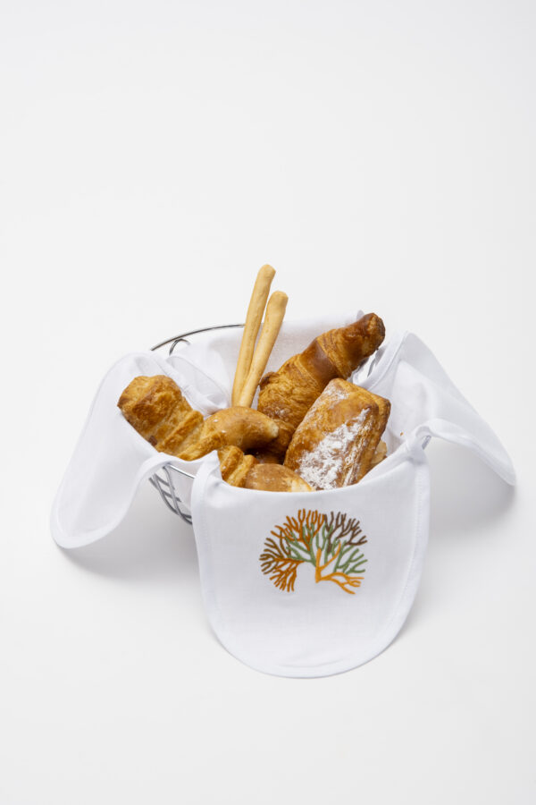 Groove Coral Linen Bread Basket Napkin - Image 2
