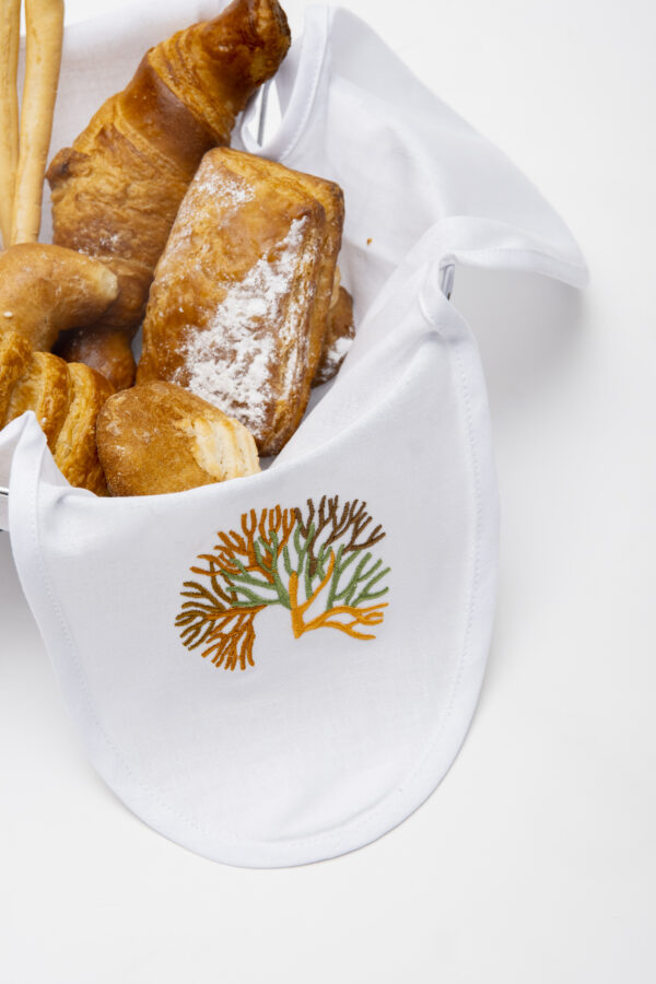 Groove Coral Linen Bread Basket Napkin