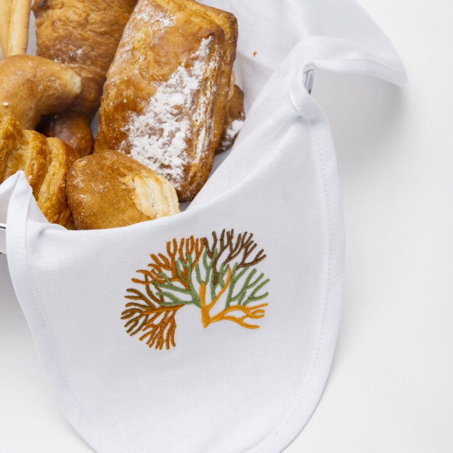Grove Coral Linen Bread Basket Napkin