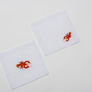 Red Lobsters Linen Coasters