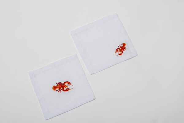 Red Lobsters Linen Coasters