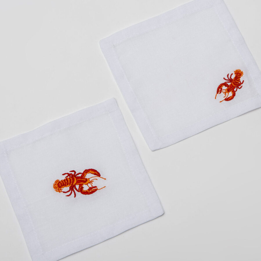 Red Lobsters Linen Coasters
