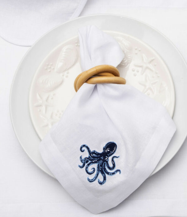Octopus Linen Bread Basket Napkin - Image 2