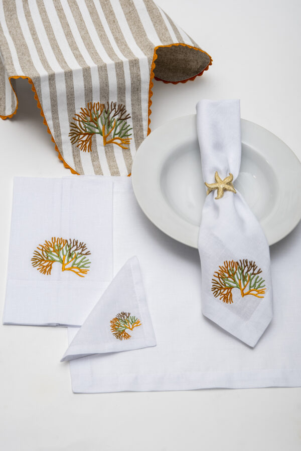 Groove Coral Linen Coasters - Image 3