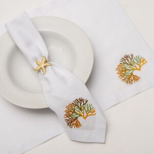 Groove Coral Placemat & Napkin Set