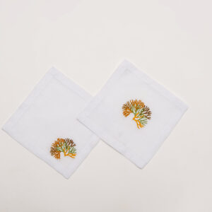 Groove Coral Linen Coasters