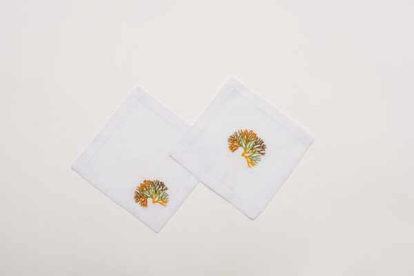 Groove Coral Linen Coasters