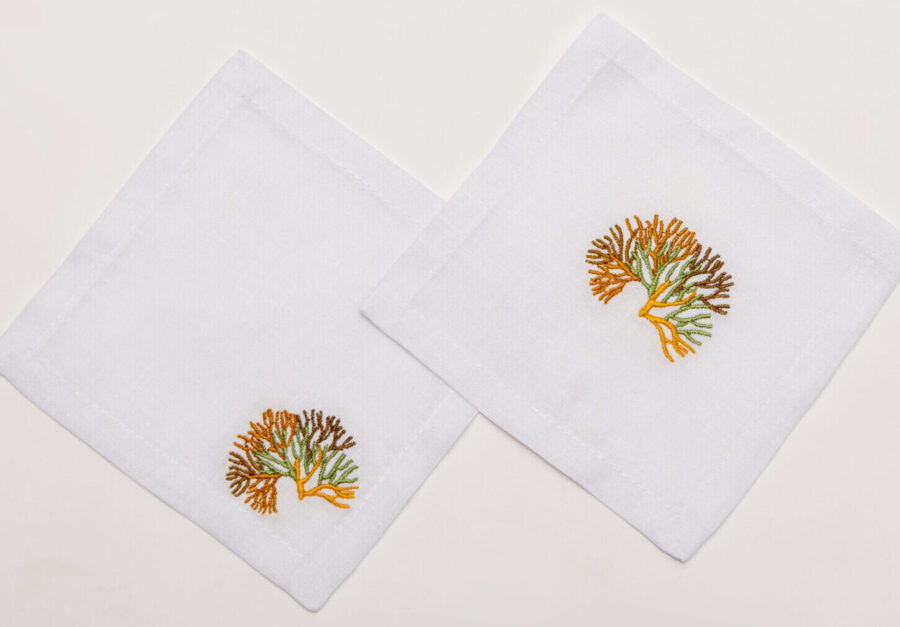 Grove Coral Linen Coasters