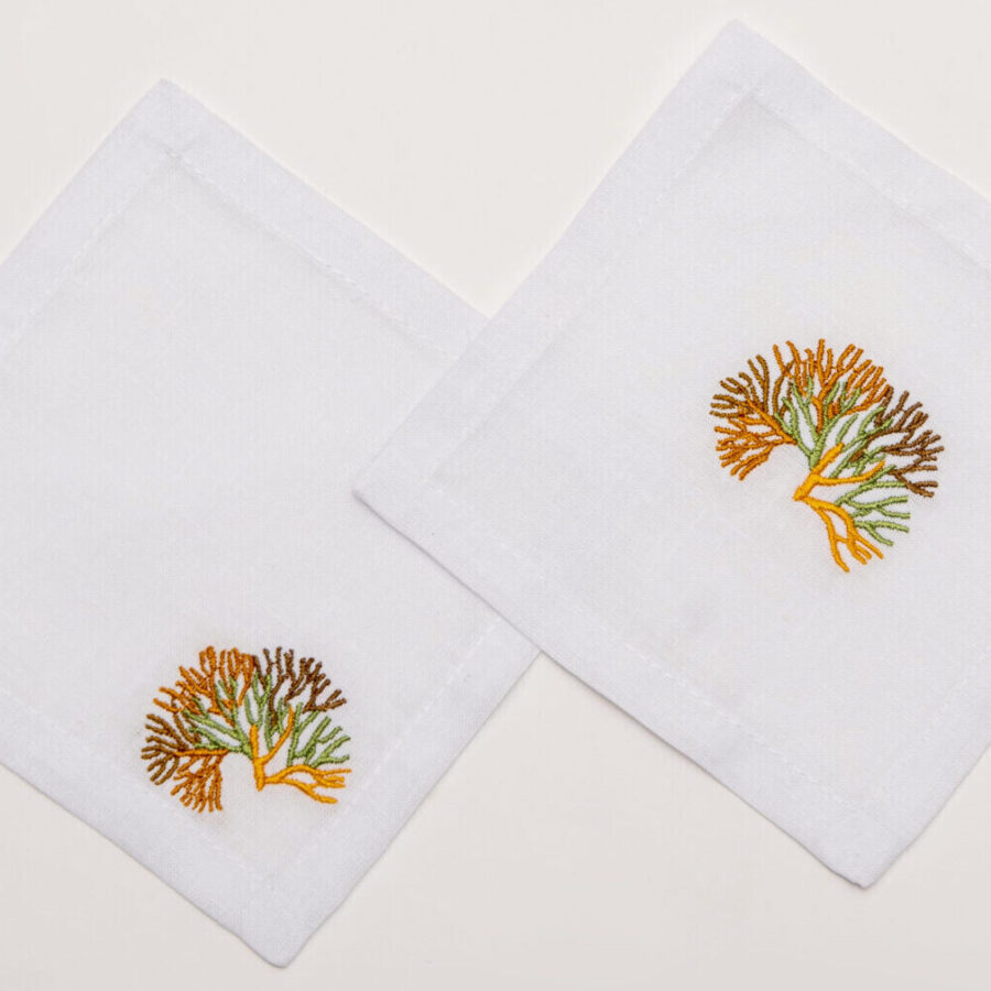 Grove Coral Linen Coasters