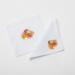 Sunset Coral Linen Coasters
