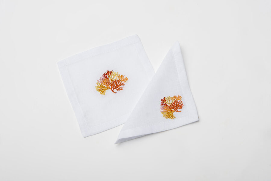 Sunset Coral Linen Coasters
