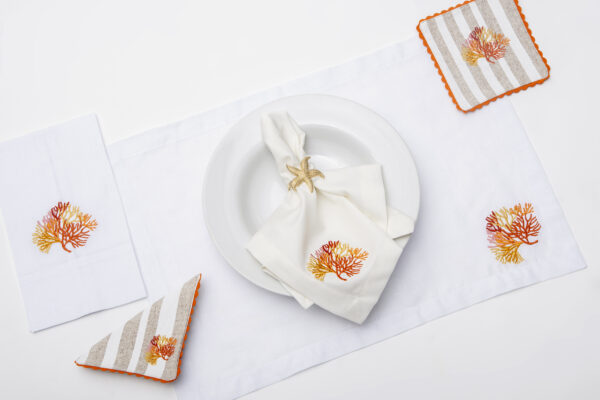 Sunset Coral Linen Coasters - Image 3