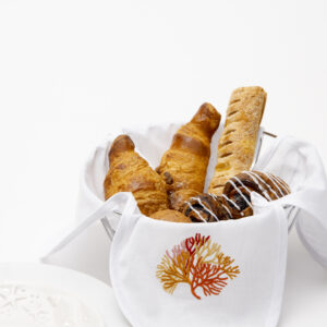 Sunset Coral Linen Bread Basket Napkin