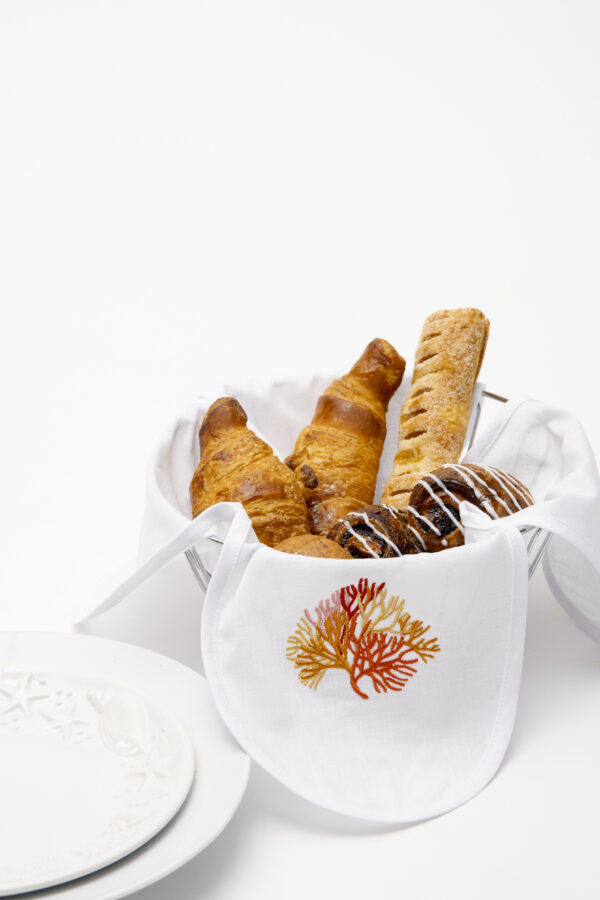 Sunset Coral Linen Bread Basket Napkin