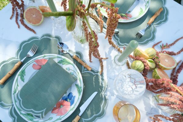 Green & Light Green  Antonella Placemat and Napkin Set
