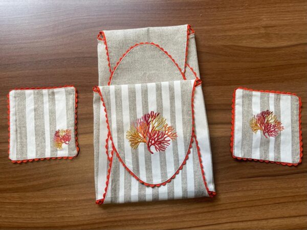 Sunset Coral Double Sided Bread Basket Napkin - Image 3