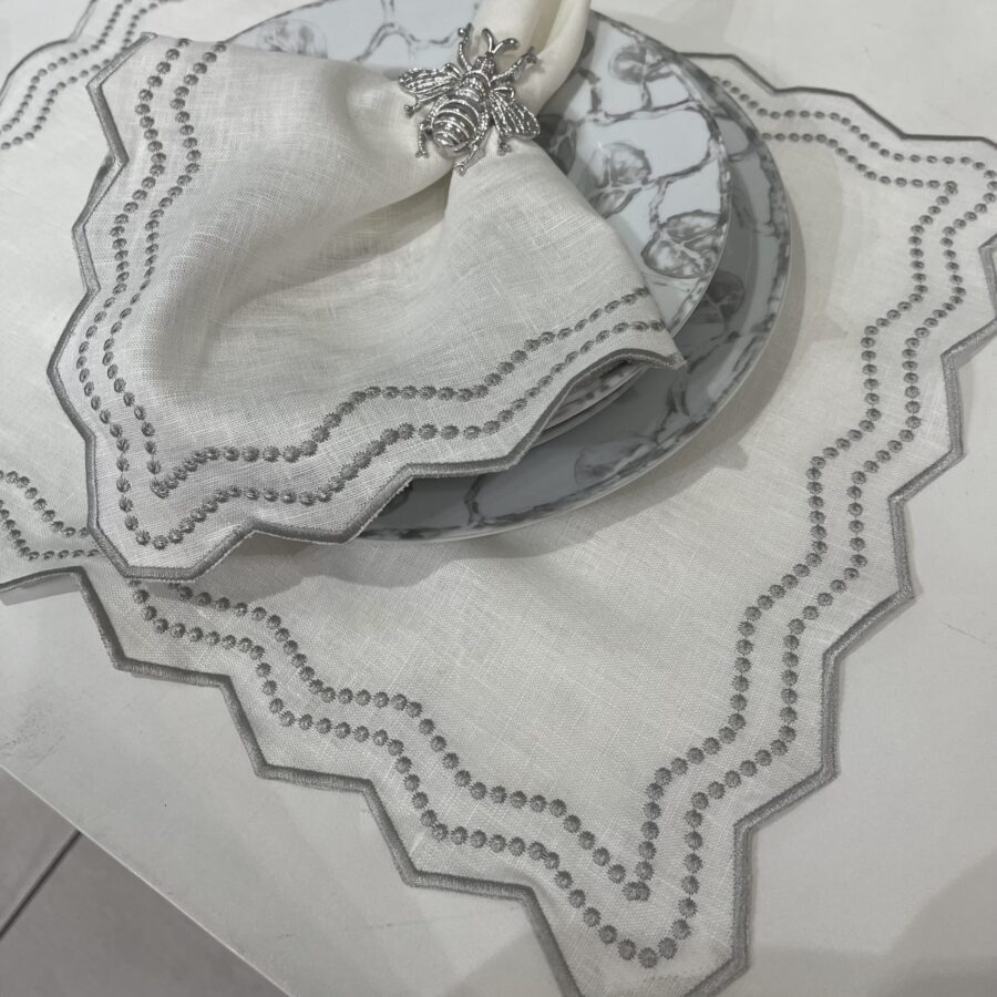 Offwhite &Light Grey Chiara Placemat and Napkin Set